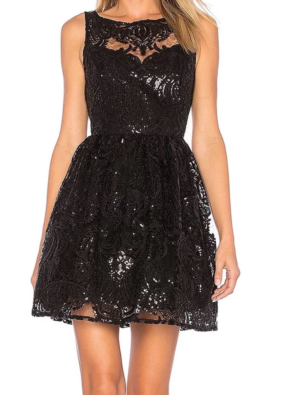BB Dakota Black Lace & Sequin Party Dress